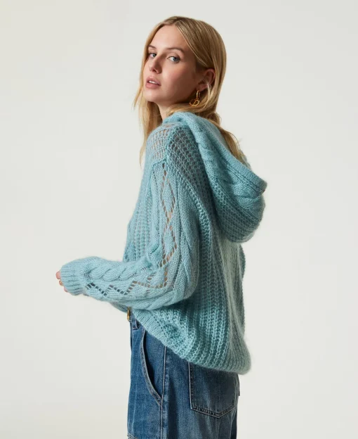 Pull En Laine Et Mohair Avec Capuche