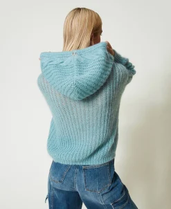 Pull En Laine Et Mohair Avec Capuche
