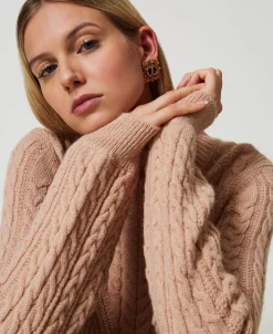 Pull En Laine Mélangée Avec Torsades