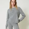 Pull En Laine Mélangée Avec Logo Brodé
