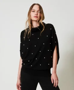 Pull En Laine Mélangée Avec Broderie De Perles