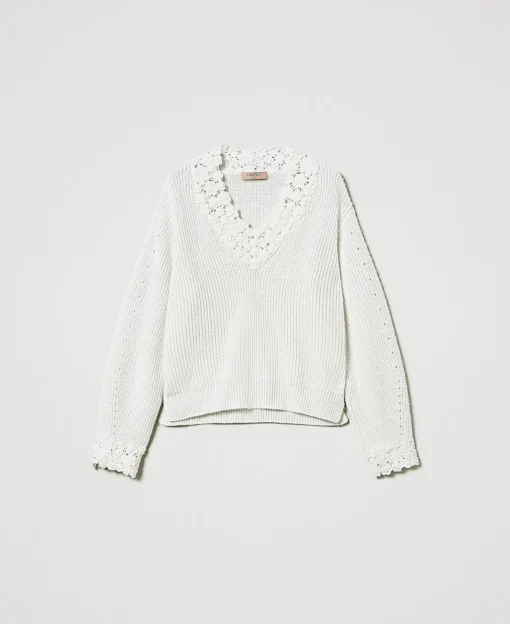 Pull En Laine Mélangée Avec Broderie