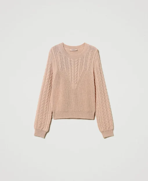 Pull En Laine Mélangée Avec Torsades