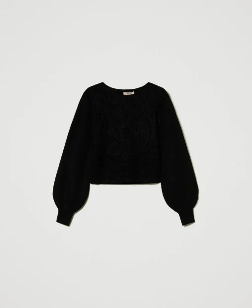 Pull En Laine Mélangée Avec Crochet
