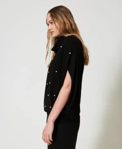 Pull En Laine Mélangée Avec Broderie De Perles