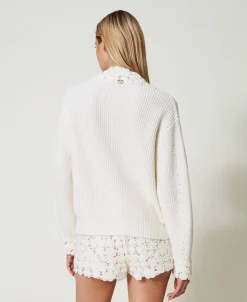 Pull En Laine Mélangée Avec Broderie