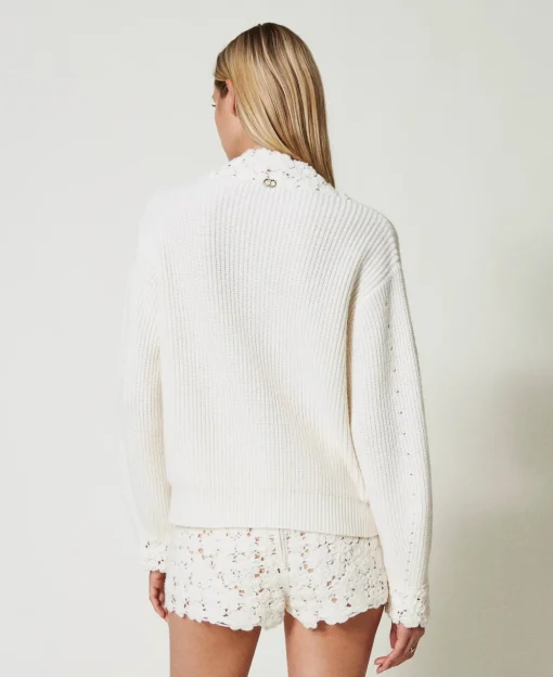Pull En Laine Mélangée Avec Broderie