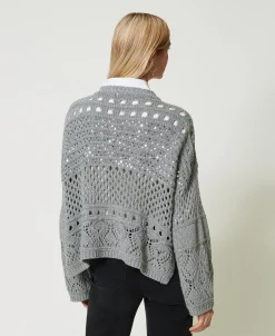Pull En Laine Mélangée Avec Sequins