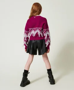 Pull En Laine Mélangée Avec Franges