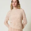 Pull En Mohair Mélangé Avec Différents Points