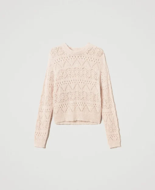 Pull En Mohair Mélangé Avec Différents Points