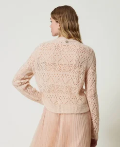 Pull En Mohair Mélangé Avec Différents Points