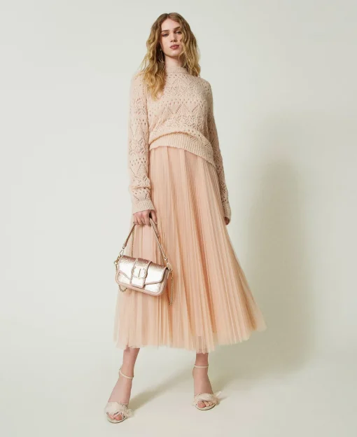 Pull En Mohair Mélangé Avec Différents Points