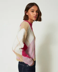 Pull Jacquard Argyle En Laine Mélangée