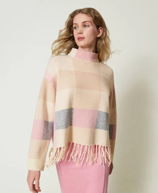 Pull Jacquard Avec Franges