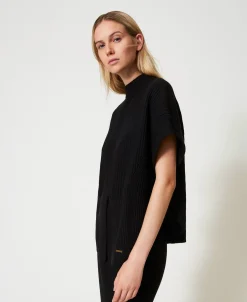 Pull Poncho Côtelé