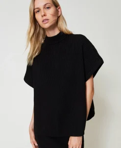 Pull Poncho Côtelé