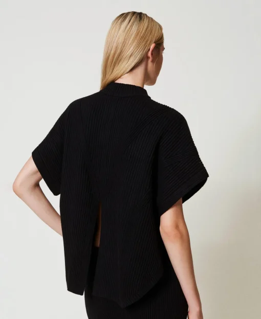 Pull Poncho Côtelé