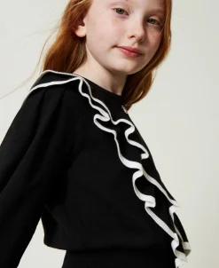 Pull Regular Avec Double Volant
