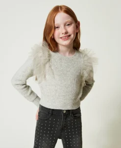 Pull Regular Avec Volants En Tulle