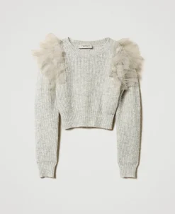 Pull Regular Avec Volants En Tulle