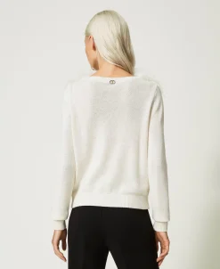 Pull Regular En Laine Mélangée Avec Plumes