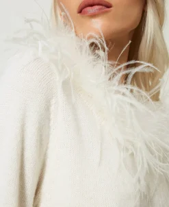 Pull Regular En Laine Mélangée Avec Plumes