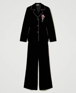 Pyjama Masculin En Velours Avec Broderie