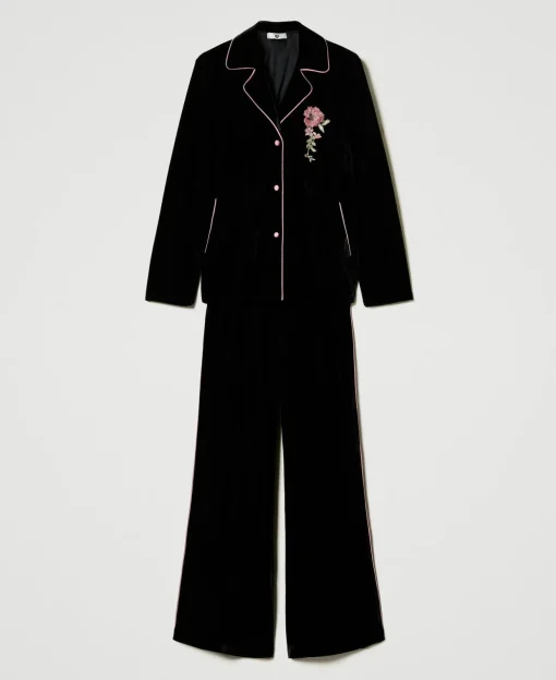 Pyjama Masculin En Velours Avec Broderie