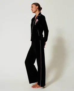 Pyjama Masculin En Velours Avec Broderie