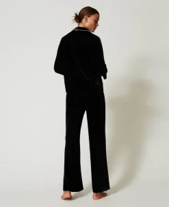 Pyjama Masculin En Velours Avec Broderie