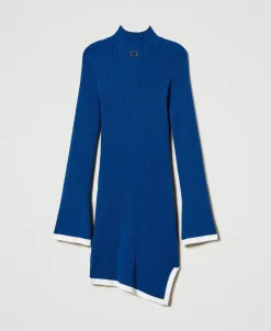 Robe Courte Ajustée En Maille Côtelée