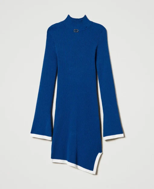 Robe Courte Ajustée En Maille Côtelée