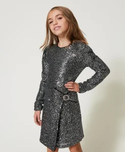 Robe Courte Avec Sequins All-over