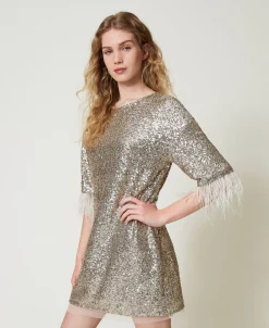 Robe Courte Avec Sequins All-over