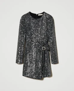 Robe Courte Avec Sequins All-over