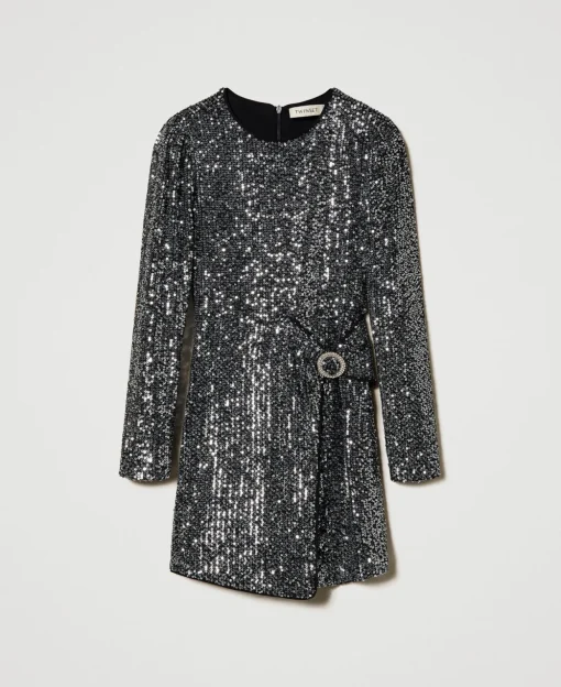 Robe Courte Avec Sequins All-over
