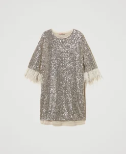 Robe Courte Avec Sequins All-over