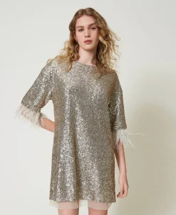 Robe Courte Avec Sequins All-over