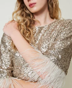 Robe Courte Avec Sequins All-over