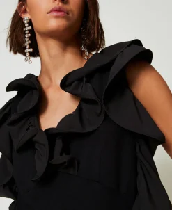 Robe Courte Avec Volants En Crêpe Georgette