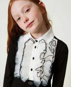 Robe Courte Avec Volants En Organza