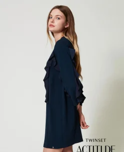 Robe Courte En Cady Avec Volant