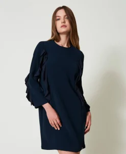 Robe Courte En Cady Avec Volant