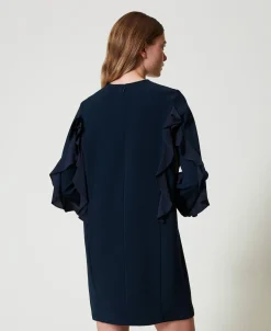 Robe Courte En Cady Avec Volant