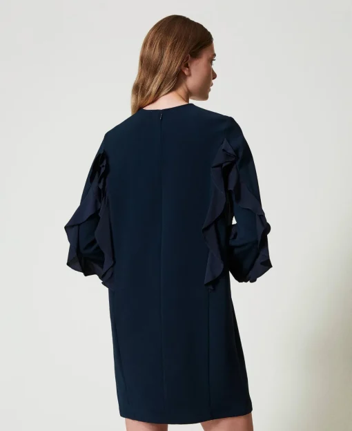 Robe Courte En Cady Avec Volant