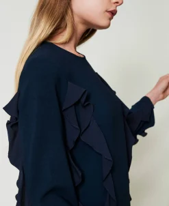 Robe Courte En Cady Avec Volant