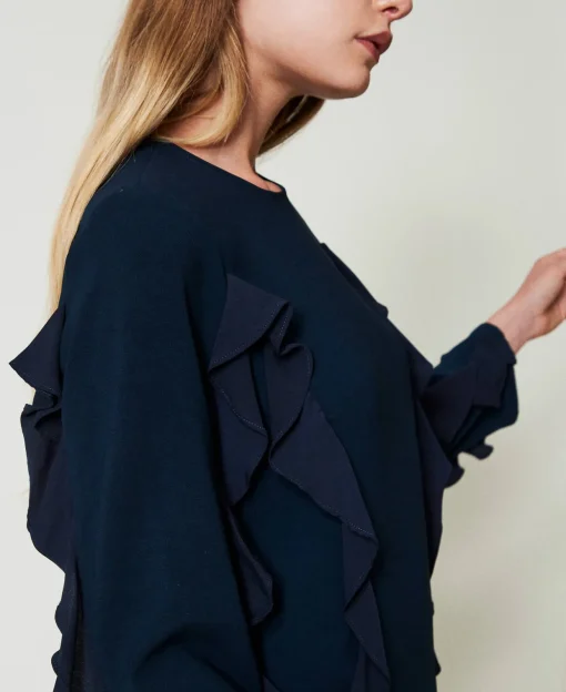 Robe Courte En Cady Avec Volant