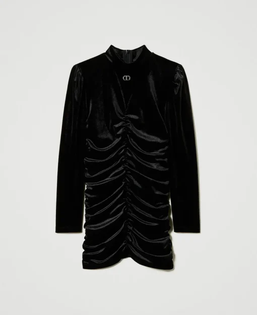 Robe Courte En Chenille Avec Fronces