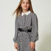 Robe Courte En Crêpe De Chine Avec Imprimé